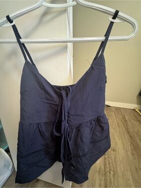 Women's Navy Blue Tie-Front Spaghetti Strap Top